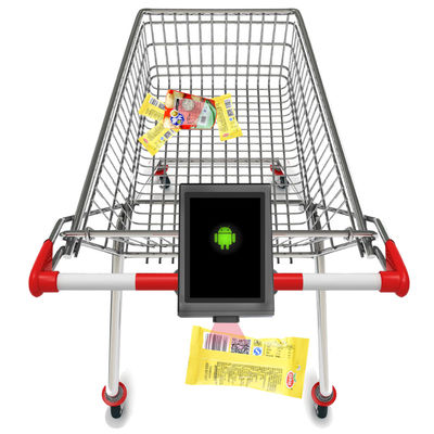 Comprobador de carrito de compras de supermercado Bimi con escáner 1D / 2D incorporado y pantalla de 7 pulgadas
