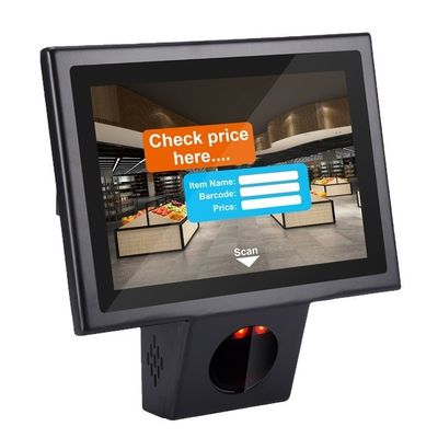 Supermercado de 10.1 pulgadas de control de pantalla táctil con escáner de código de barras incorporado y 16G SSD
