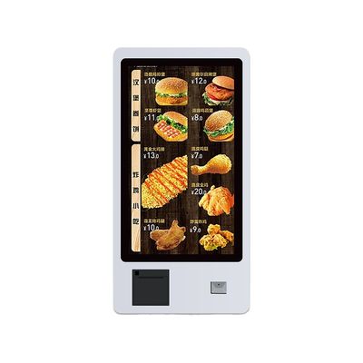 Quiosco de pantalla táctil de autoservicio de 32 pulgadas Bimi con impresora de código de barras QR y montaje en la pared