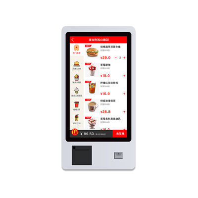 Quiosco de pantalla táctil de autoservicio de 32 pulgadas Bimi con impresora de código de barras QR y montaje en la pared