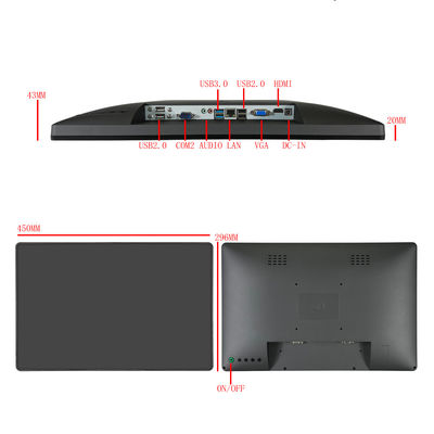 Punto de venta de gris oscuro de 19 pulgadas Táctil todo en un POS Sistema POS de terminal con rendimiento