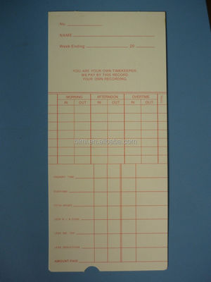 50 pcs/paquete Tarjetas de tiempo para registrador de tiempo C050 Tarjetas de pago mensuales Semanal opcional Item C050
