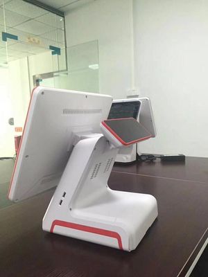 Transacciones B2B con un sistema POS de 15 pulgadas con pantalla y pantalla táctil doble